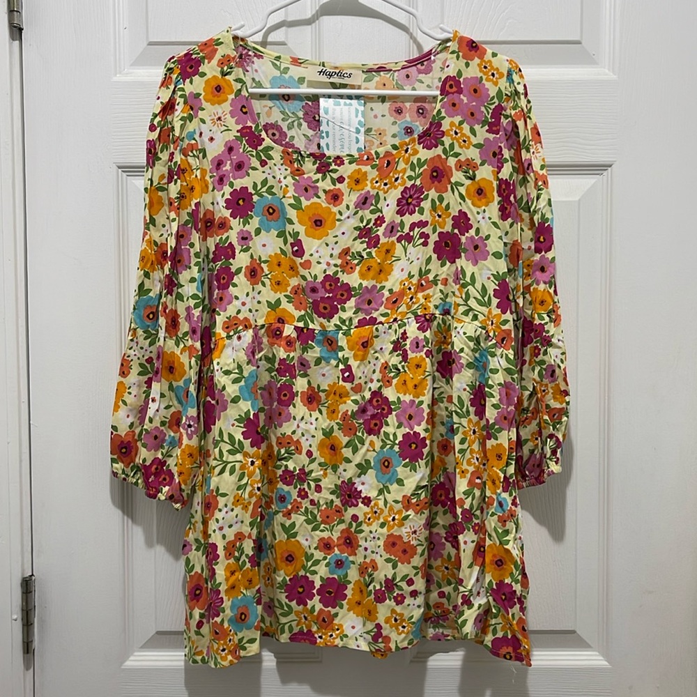 NWT Haptics Springtime Floral Square Neckline Top